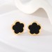 FOJDPAS Black and Gold Flower Earrings - Delicate Floral Earrings for Women, Perfect for Everyday Wear